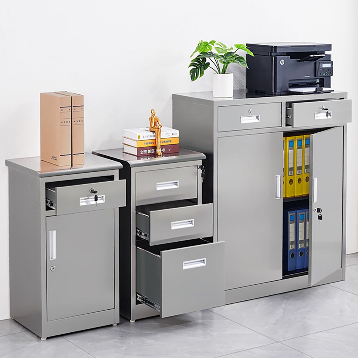 Primary/Packshot 1 — Modern Stainless Steel Locking Storage Cabinet for Tools & Files