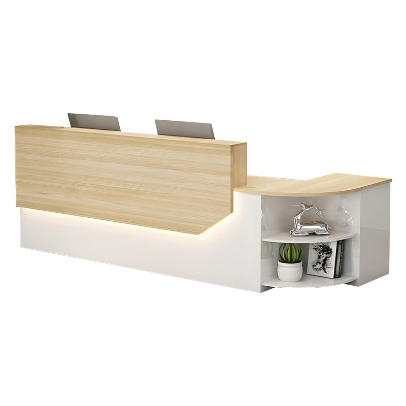 L-Shaped Reception Desk 55–126 in Wide, Two-Tone