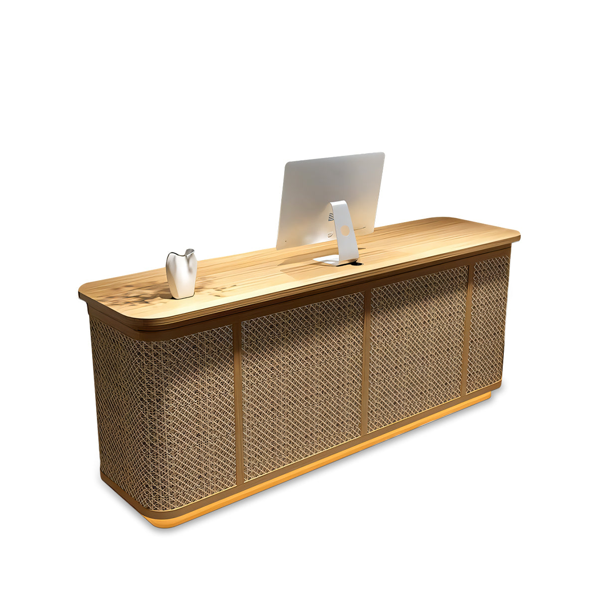 Rattan Reception Desk 47–118 in Wide, Open Shelf