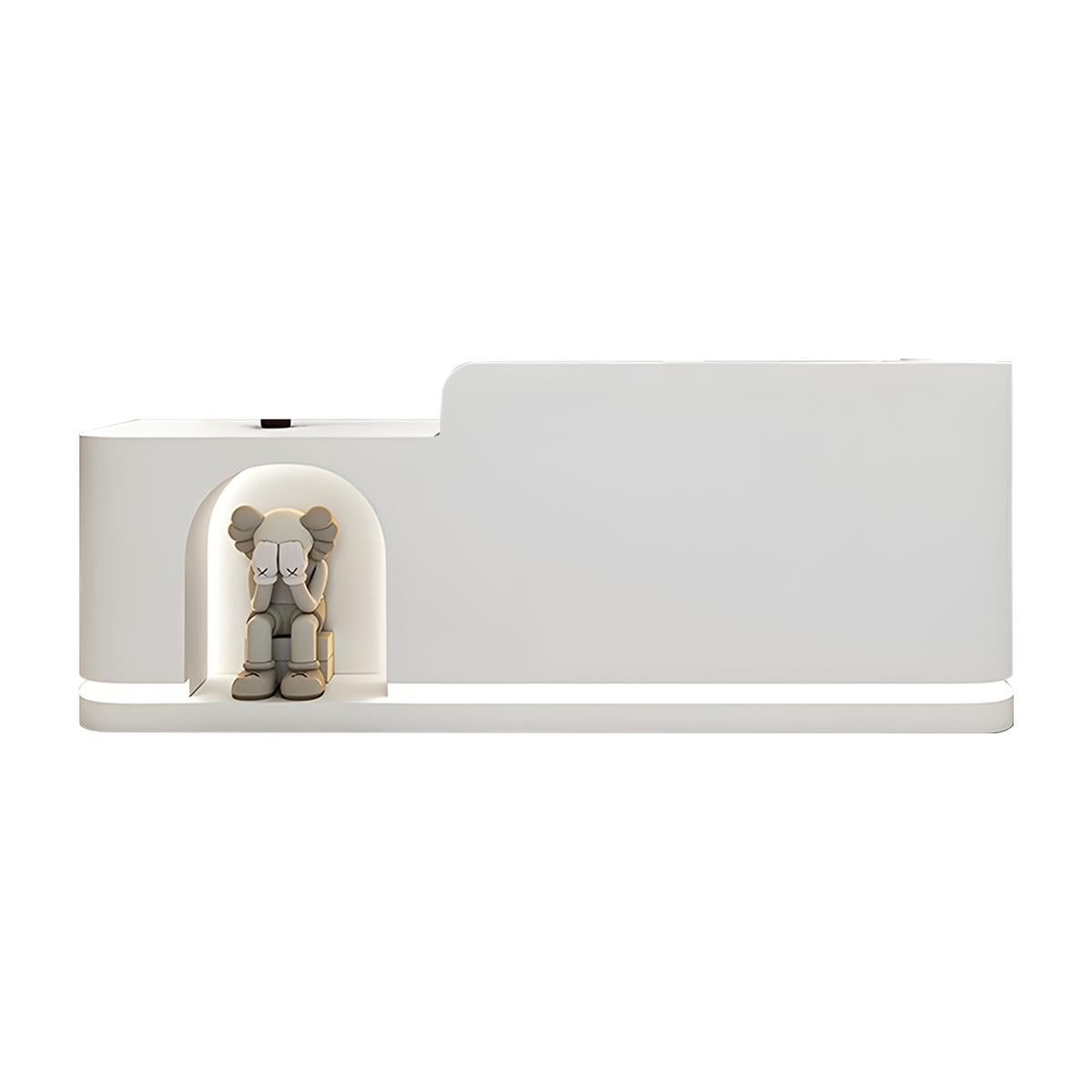 Round Arch Display Reception Desk With LED Strip And Storage Drawers For Boutiques, Salons, And Wellness Shops JDT-1029