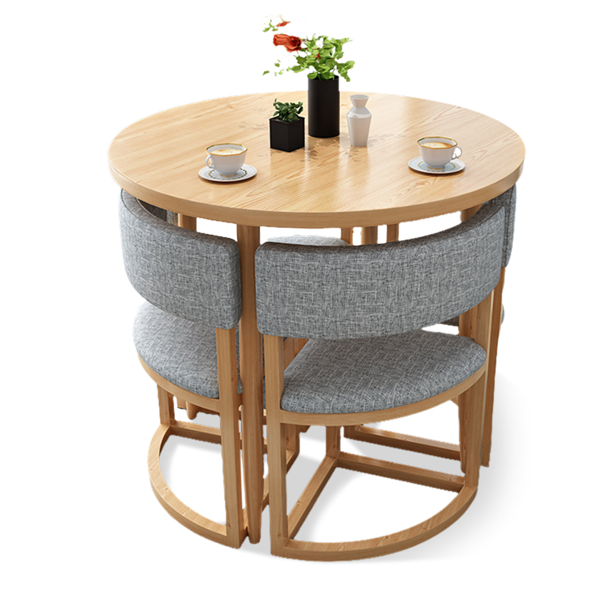 Round Meeting Table Set with 4 Tuck-Under Chairs