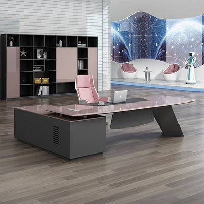 Curved Executive Desk 63–102 in Wide, Wiring Box