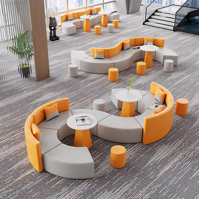Curved Modular Lounge Sofa 39 in Wide with Stool