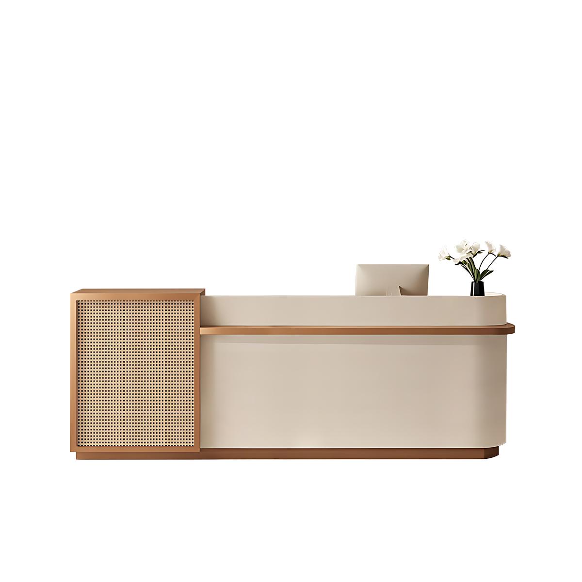 Rattan-Front Reception Desk 71–126 in Wide
