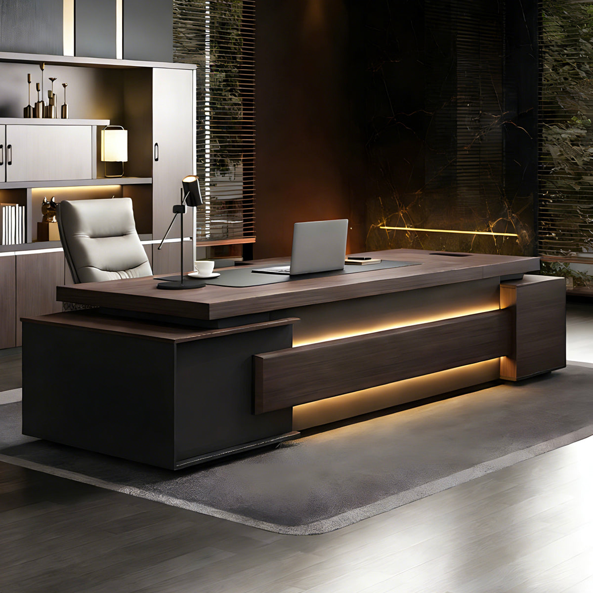 Executive Desk, office room scene, for executive office workspace, modern executive office furniture