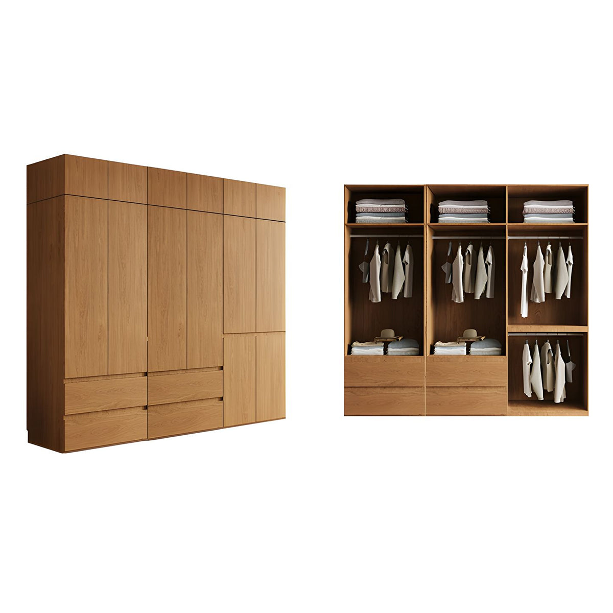 Vintage Wardrobe with Grooved Handle & Hanging Rod for Bedroom – source image 25