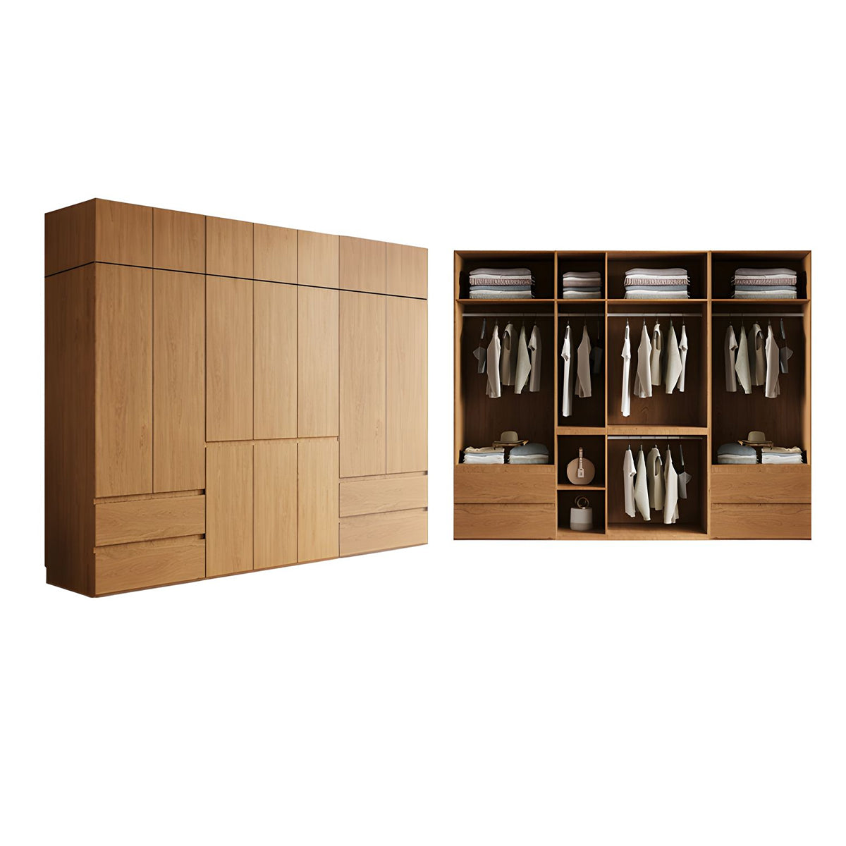 Vintage Wardrobe with Grooved Handle & Hanging Rod for Bedroom – source image 26