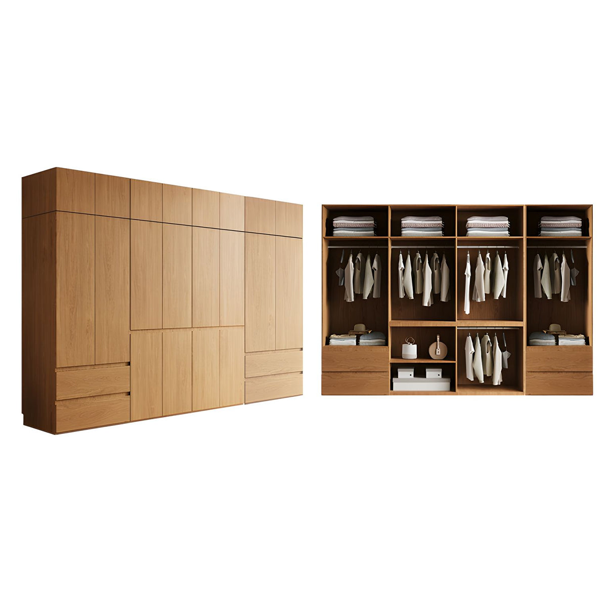 Vintage Wardrobe with Grooved Handle & Hanging Rod for Bedroom – source image 27