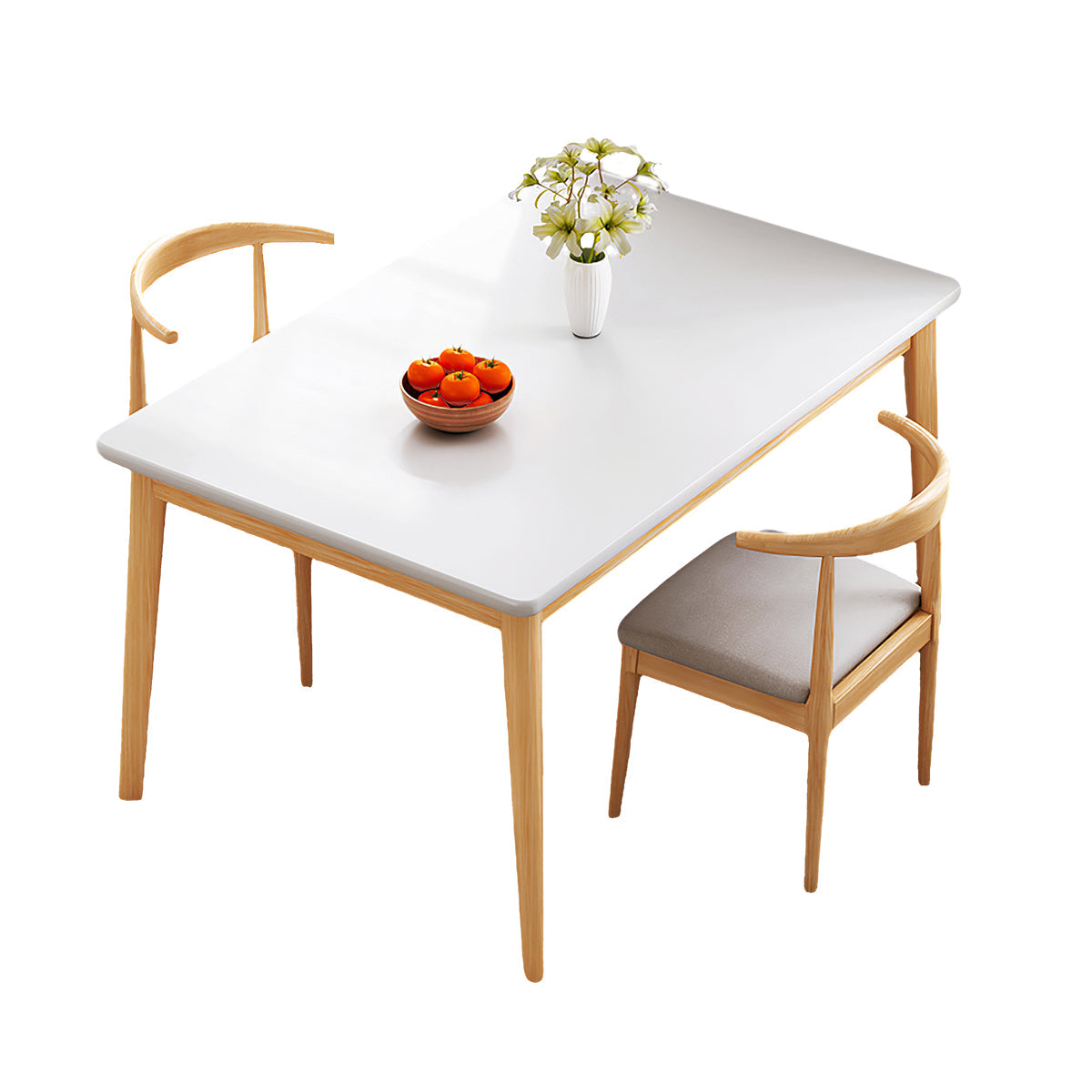 Dining Table with Backrest, Solid Wood & Space-Saving for Dining Room