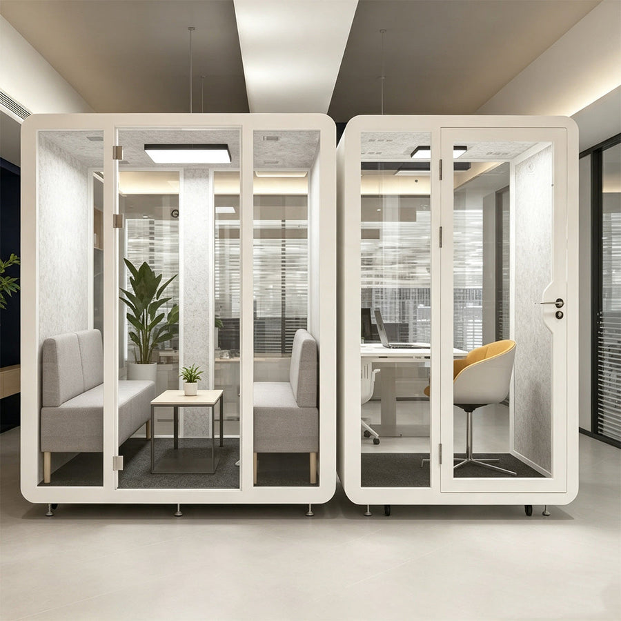 Innovative Acoustic Pod with Multi-layer Enclosed Structure, Safety Glass, Ventilation System & Modular Installation for Private Spaces