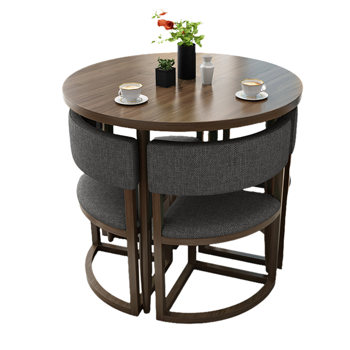 4-Seater Reception 31" Table and Chair Set with Space-Saving Design