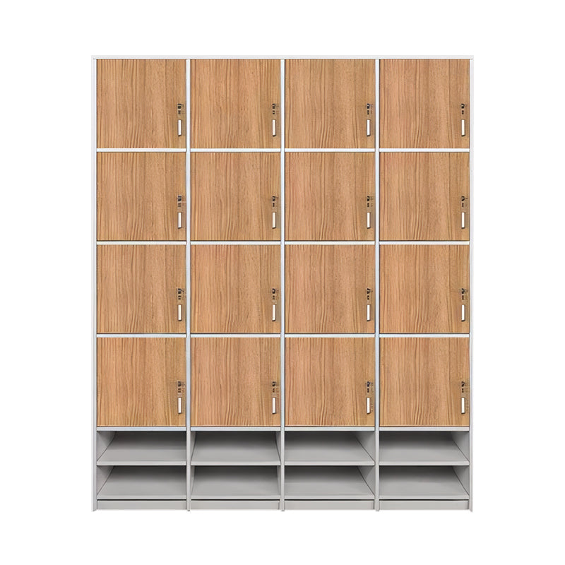 Storage Cabinet-2, Natural With Shoe Layer 4 levels 4 columns 16 doors, Natural finish, for office storage space, office storage furniture