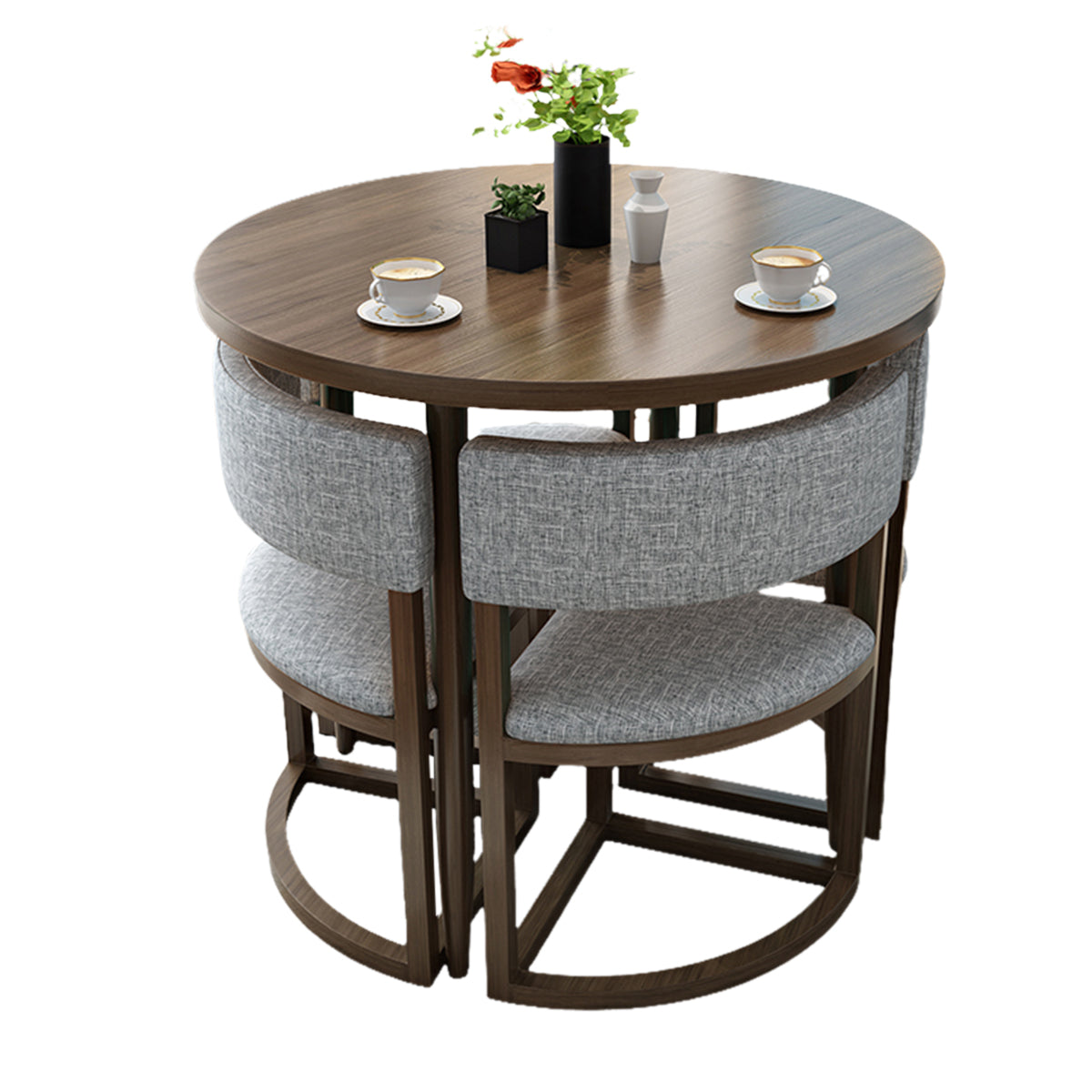4-Seater Reception 31" Table and Chair Set with Space-Saving Design