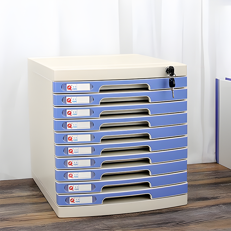 File Cabinet, Medium 10 layers Blue, Blue finish, for executive office workspace, modern executive office furniture