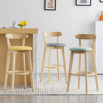 Rubberwood Bar Stool 36 in Tall with Fabric Seat