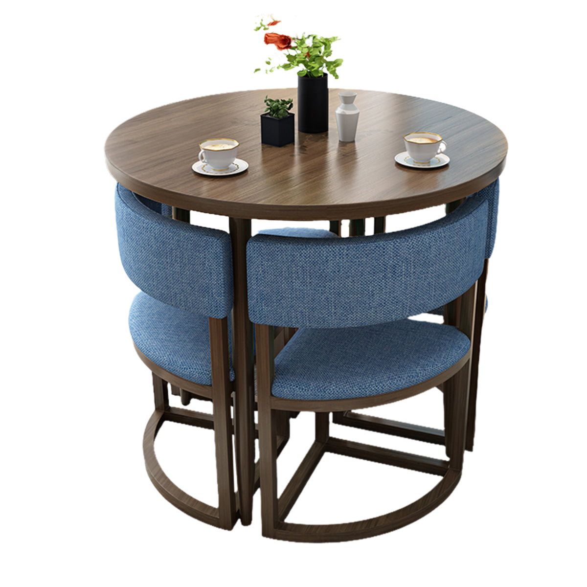 4-Seater Reception 31" Table and Chair Set with Space-Saving Design