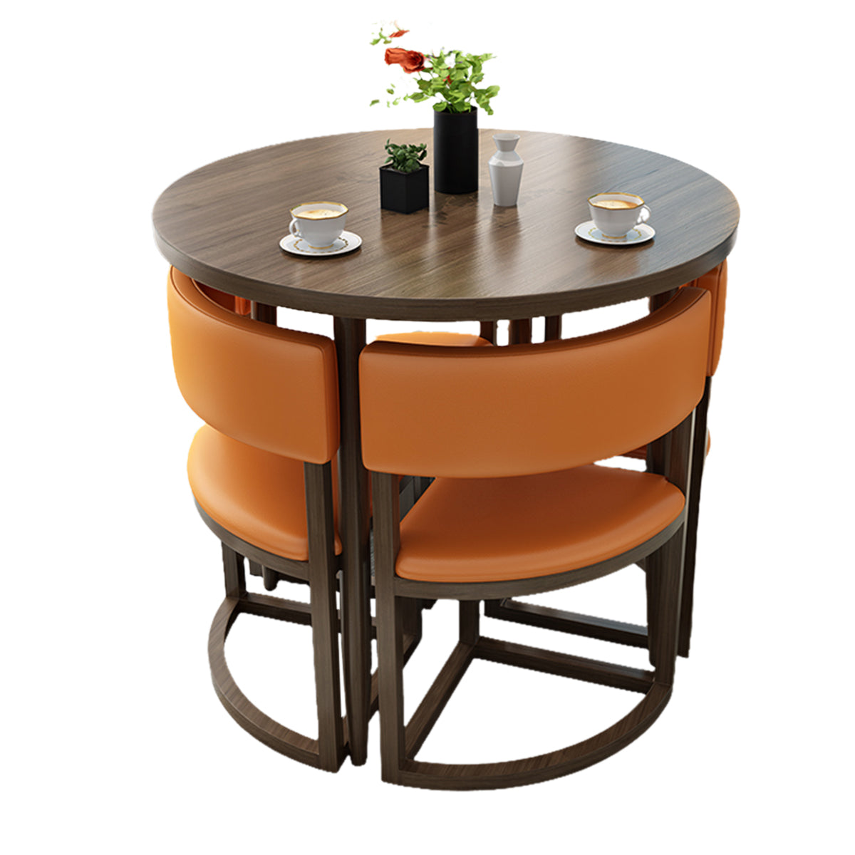 4-Seater Reception 31" Table and Chair Set with Space-Saving Design