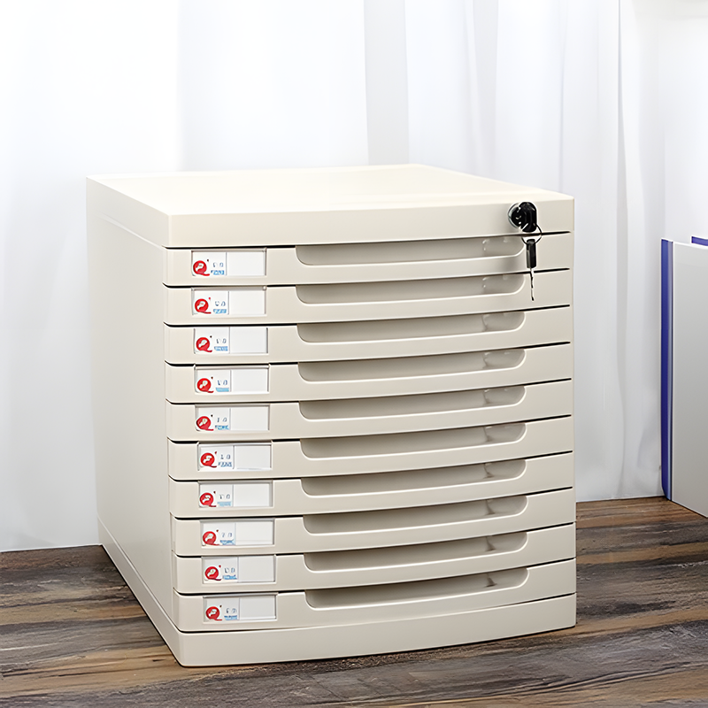 File Cabinet, Medium 10 layers White, White finish, for executive office workspace, modern executive office furniture