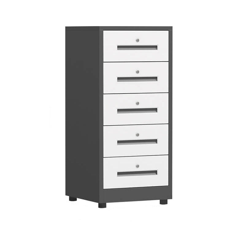 File Cabinet, 5 Drawer Low Cabinet Grey over white, Grey Over White finish, L17" x W15" x H33", for office workspace, executive office furniture