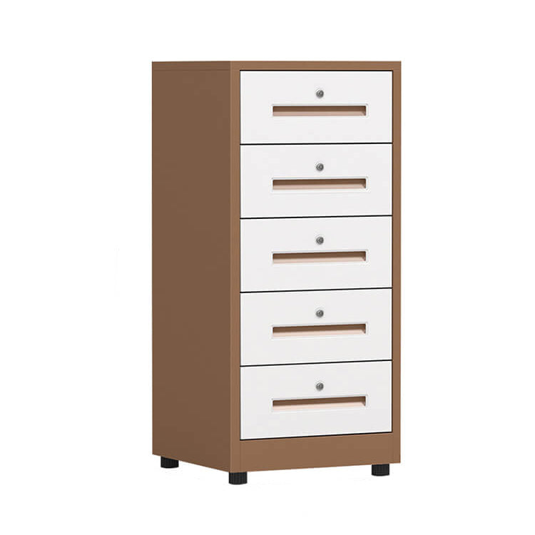 File Cabinet, 5 Drawer Low Cabinet Curry over white, Curry Over White finish, L17" x W15" x H33", for office workspace, executive office furniture