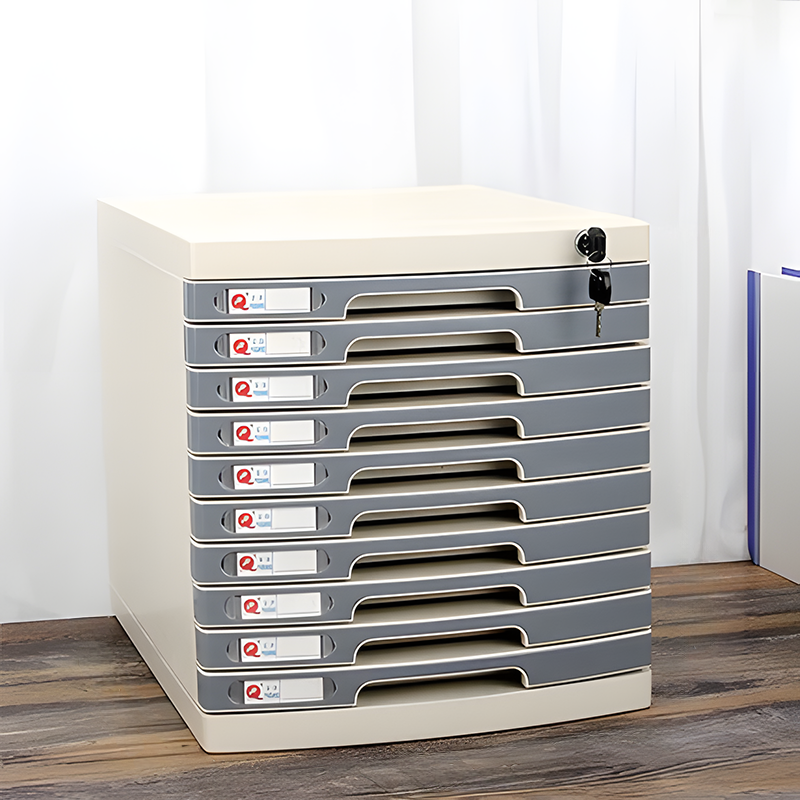 File Cabinet, Medium 10 layers Grey, Grey finish, for executive office workspace, modern executive office furniture