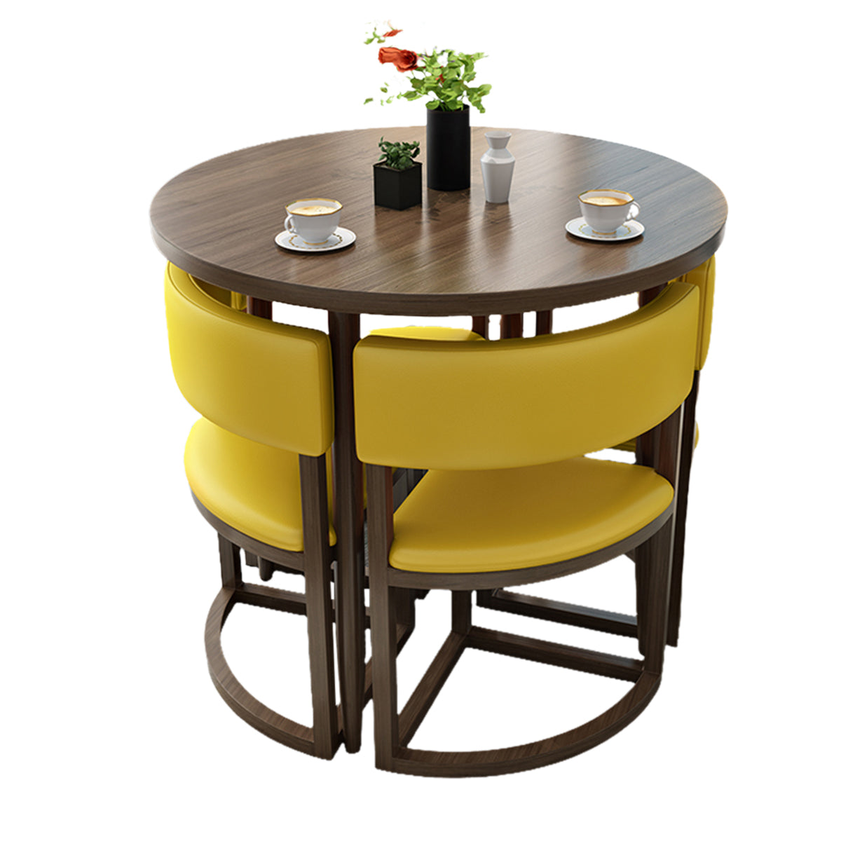 4-Seater Reception 31" Table and Chair Set with Space-Saving Design