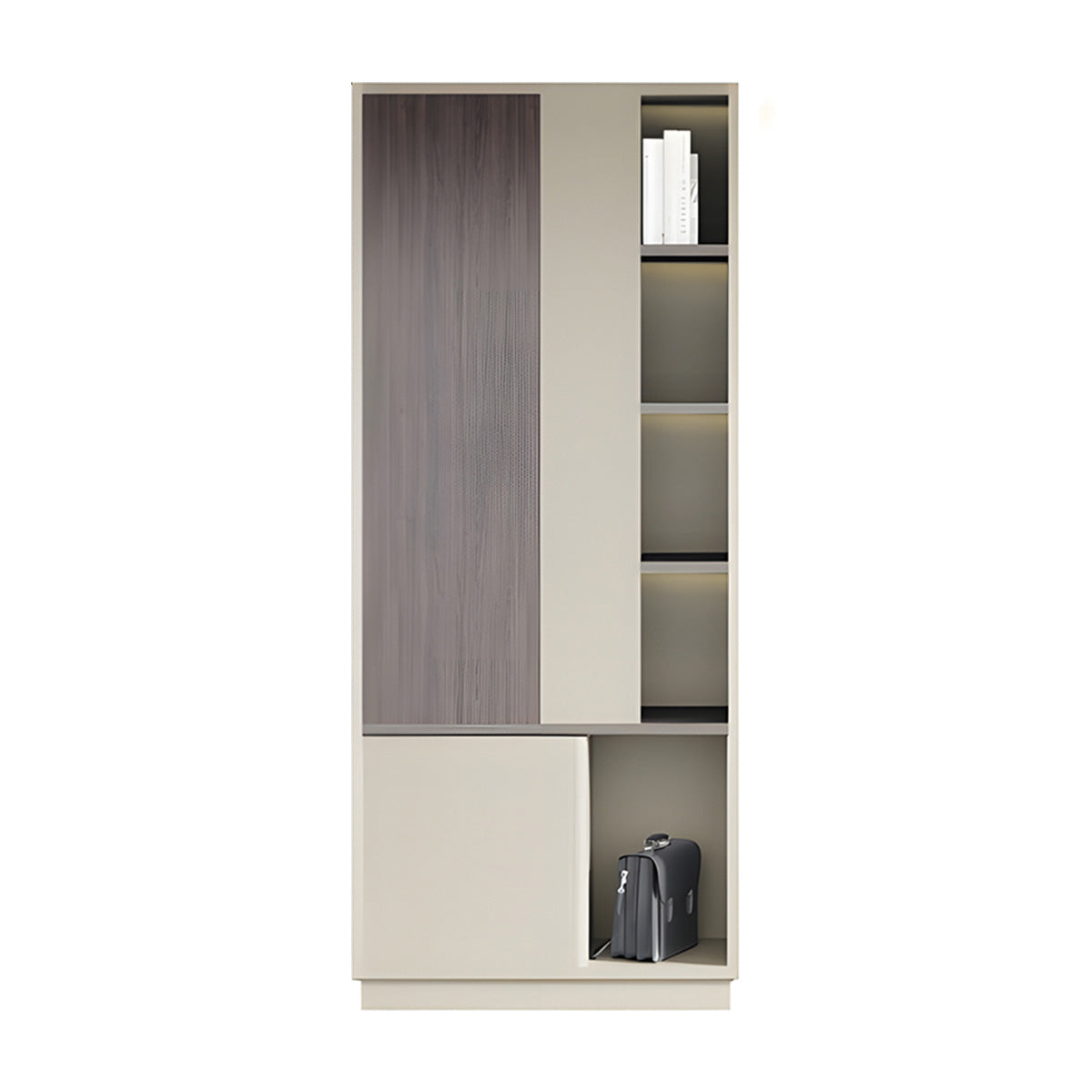 Elegant Storage Cabinet with Soft Lighting Strip and Open Storage – source image 27