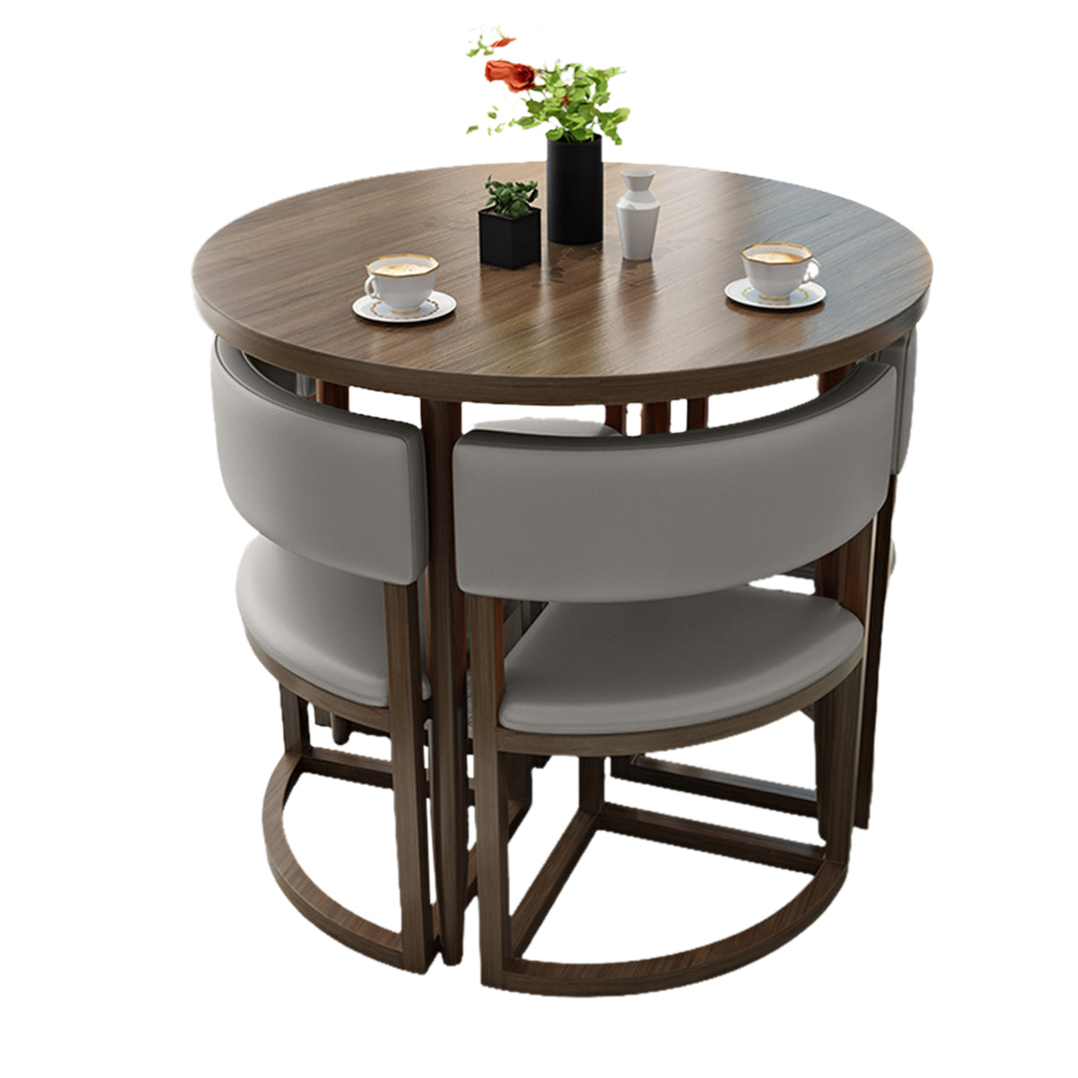 4-Seater Reception 31" Table and Chair Set with Space-Saving Design