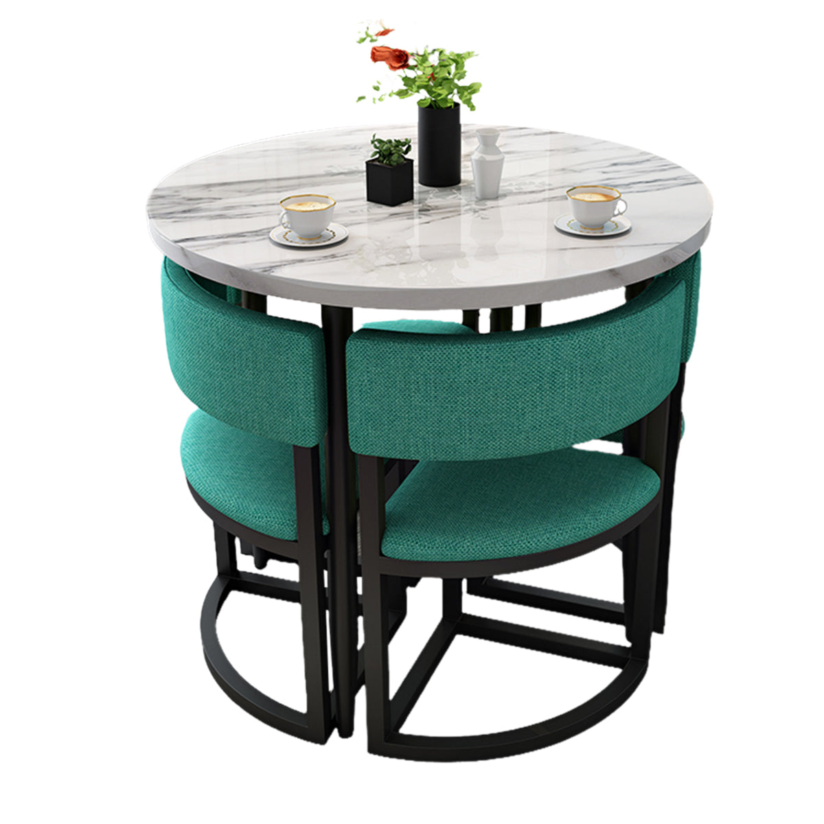 4-Seater Reception 31" Table and Chair Set with Space-Saving Design