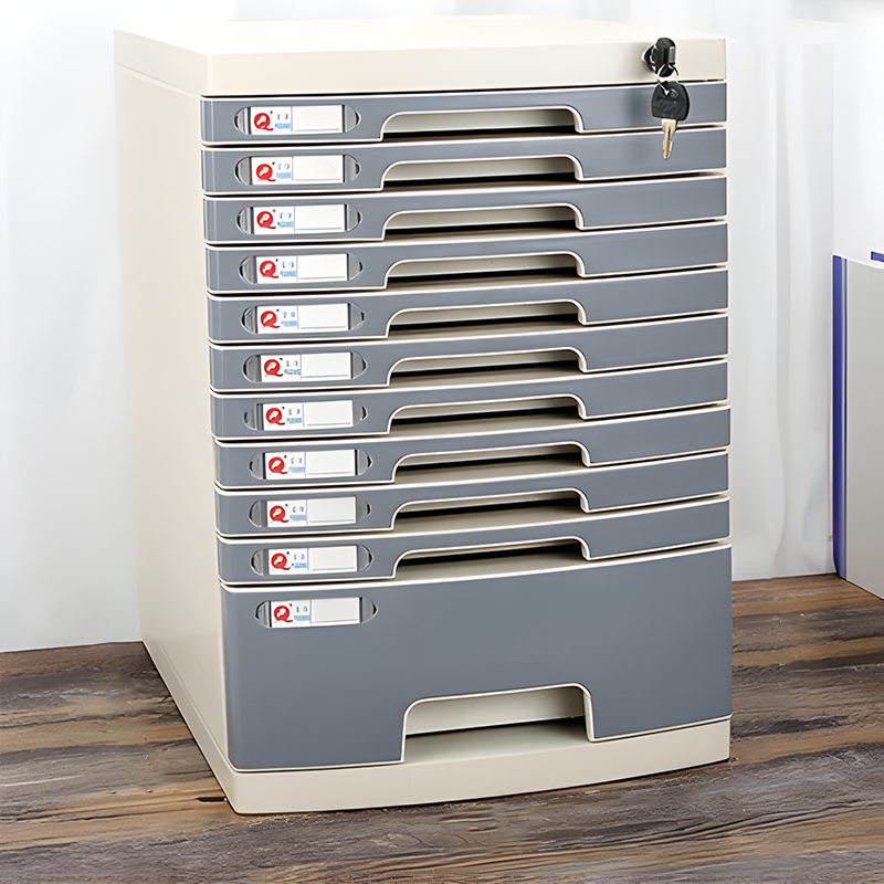 File Cabinet, Large 11 layers Grey, Grey finish, for executive office workspace, modern executive office furniture