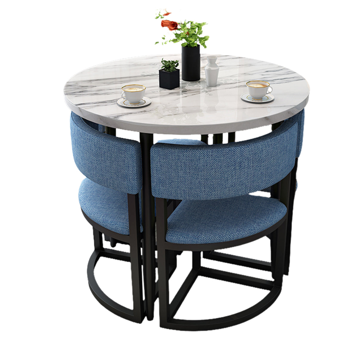 4-Seater Reception 31" Table and Chair Set with Space-Saving Design