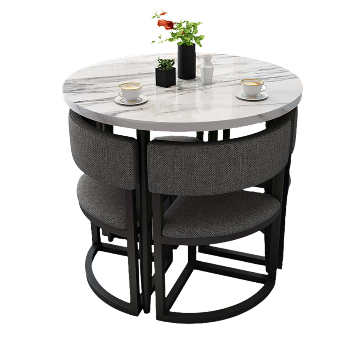 4-Seater Reception 31" Table and Chair Set with Space-Saving Design