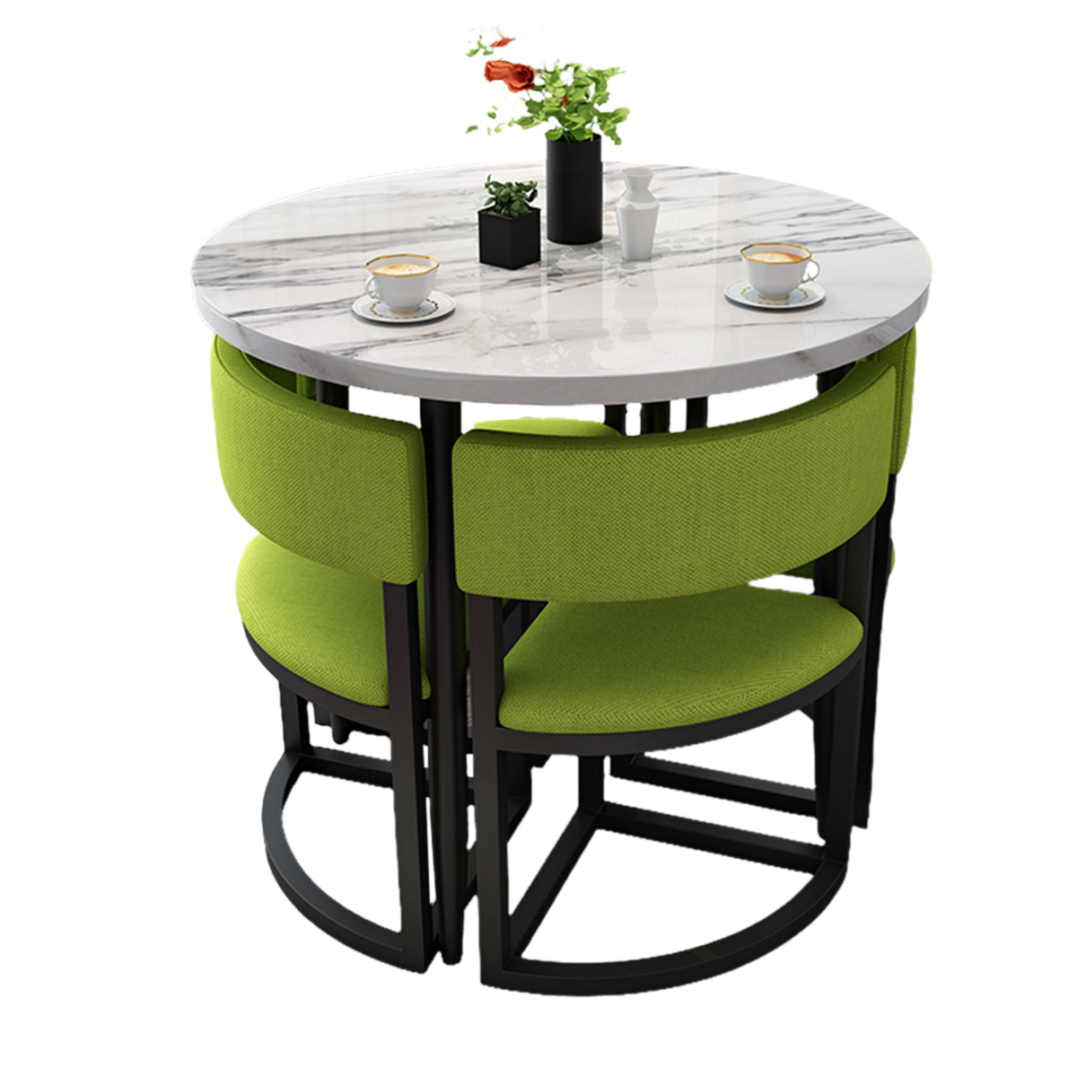 4-Seater Reception 31" Table and Chair Set with Space-Saving Design