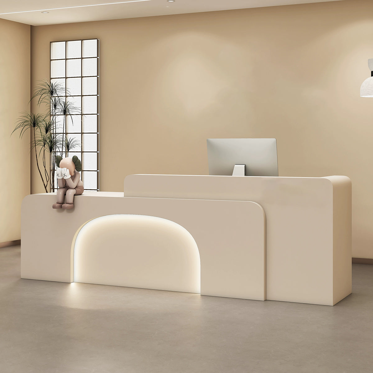 Lacquered Curved Reception Desk 47–138 in Wide