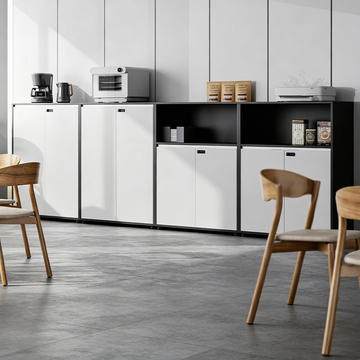 Storage Cabinet, angled product view, for office storage space, office storage furniture