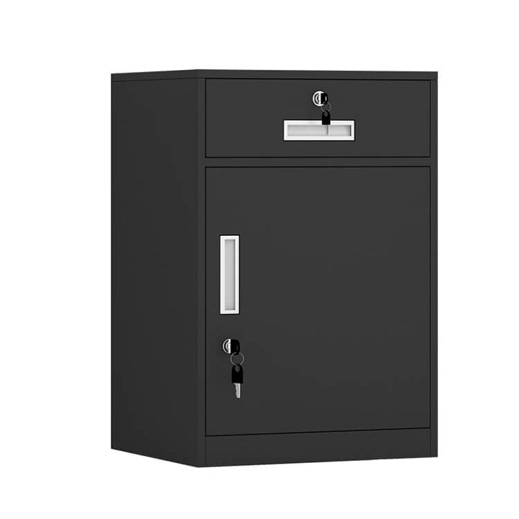 File Cabinet, 1 draw 1 door Black, Black finish, L17" x W15" x H26", for executive office workspace, modern executive office furniture