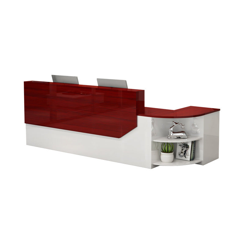 L-Shaped Reception Desk 55–126 in Wide, Two-Tone