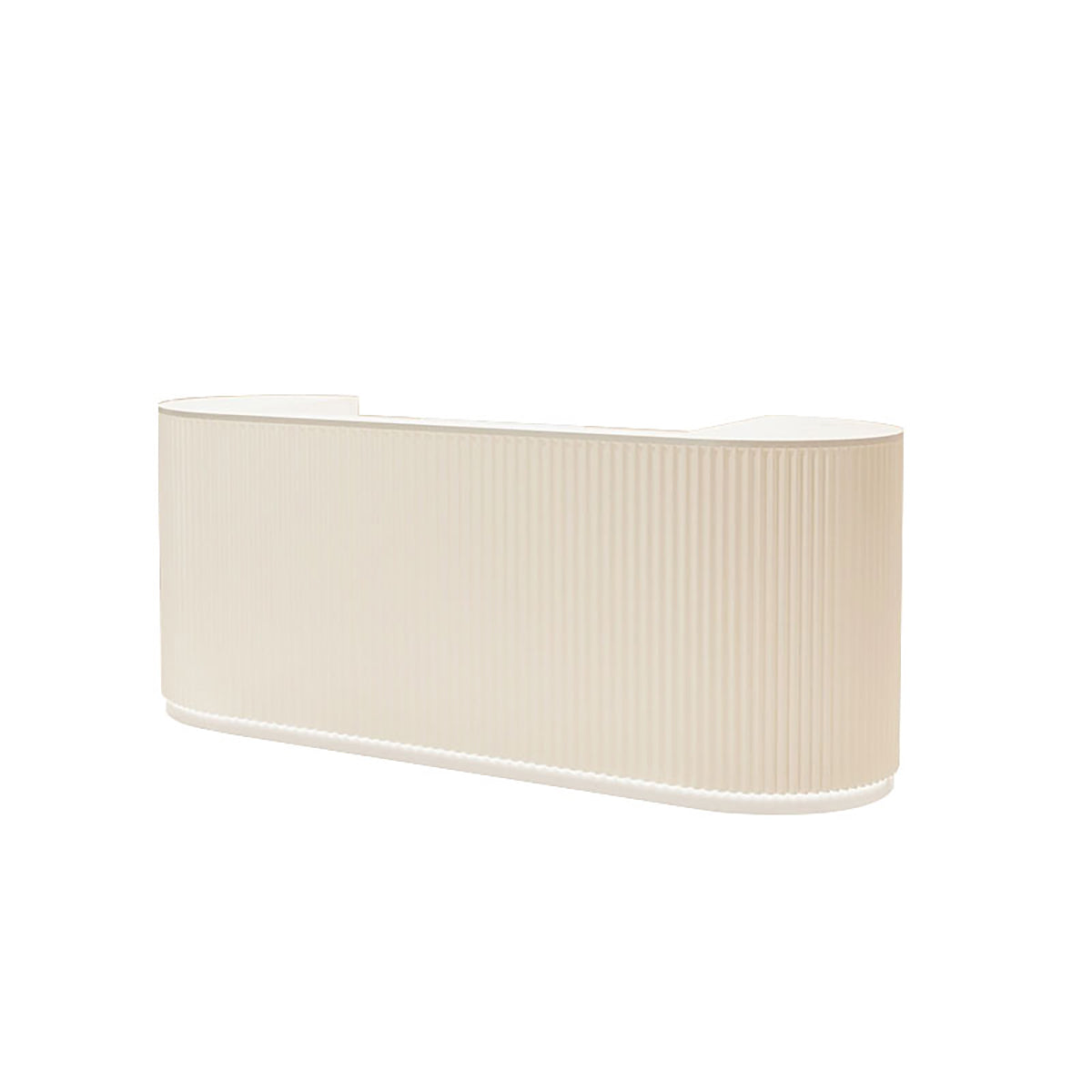 Arc-Edge Straight Striped Reception Desk with Keyboard Tray, Cabinets, and Drawers for Nail Salons JDT-107