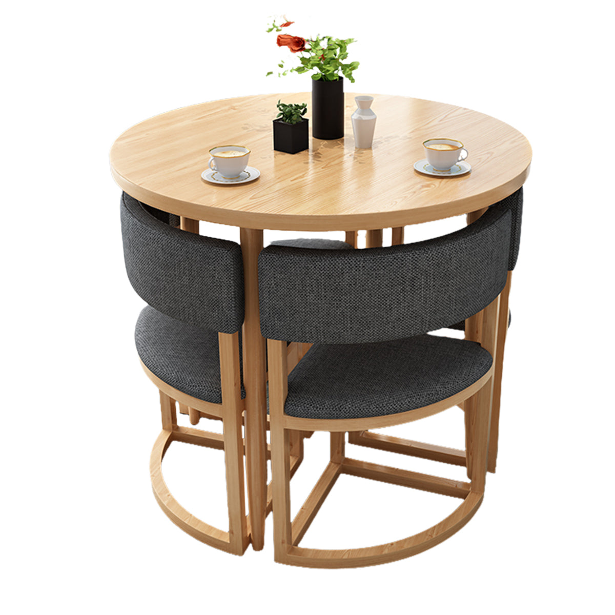 4-Seater Reception 31" Table and Chair Set with Space-Saving Design