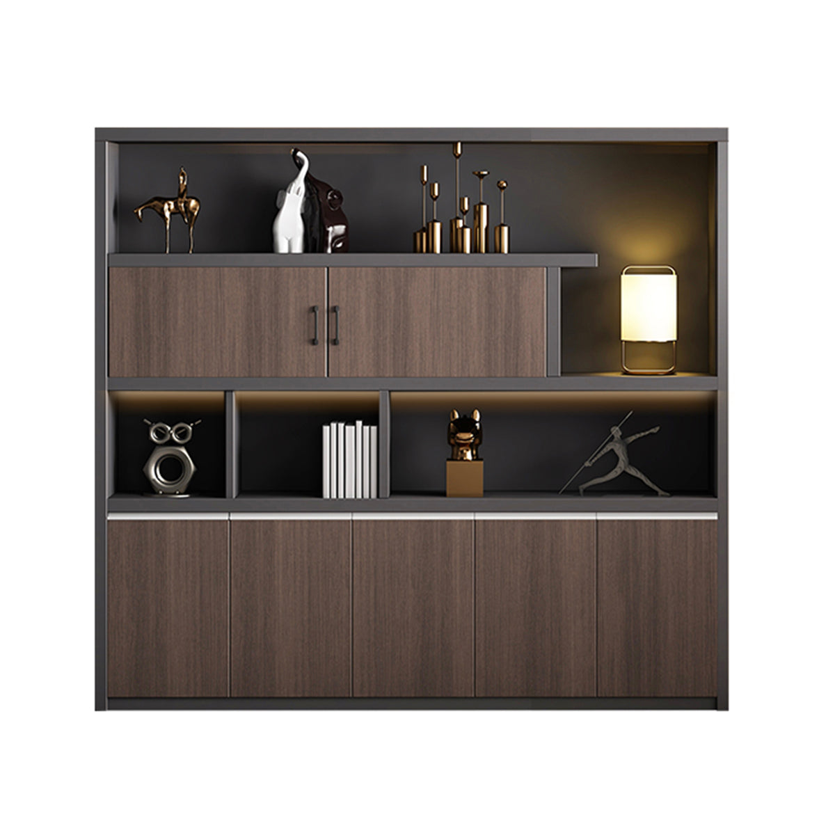 Storage Cabinet, With LED Strip, L79" x W16" x H79", for office storage space, office storage furniture