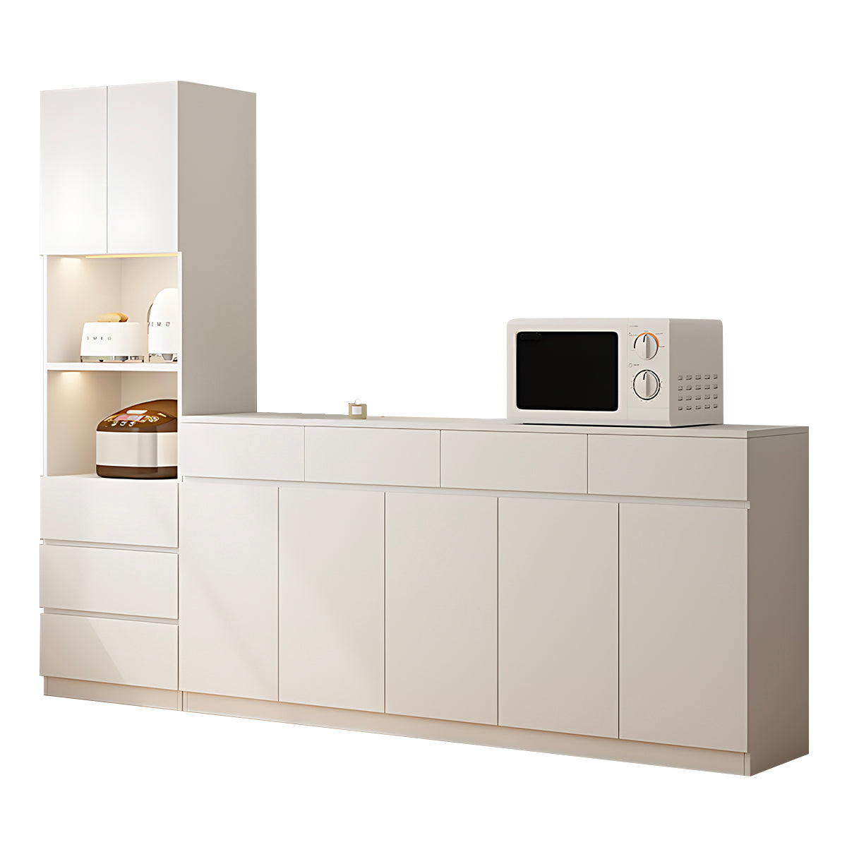 Sideboard Cabinet 39–79 in Tall, Solid Wood & LED Lighting for Home Office