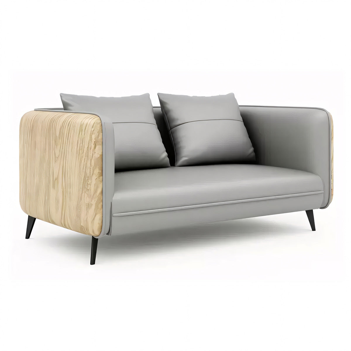 Sofa, Light Gray Leather L51" × W30" × H30" sofa, Light Gray finish, for reception area or front office, commercial reception furniture