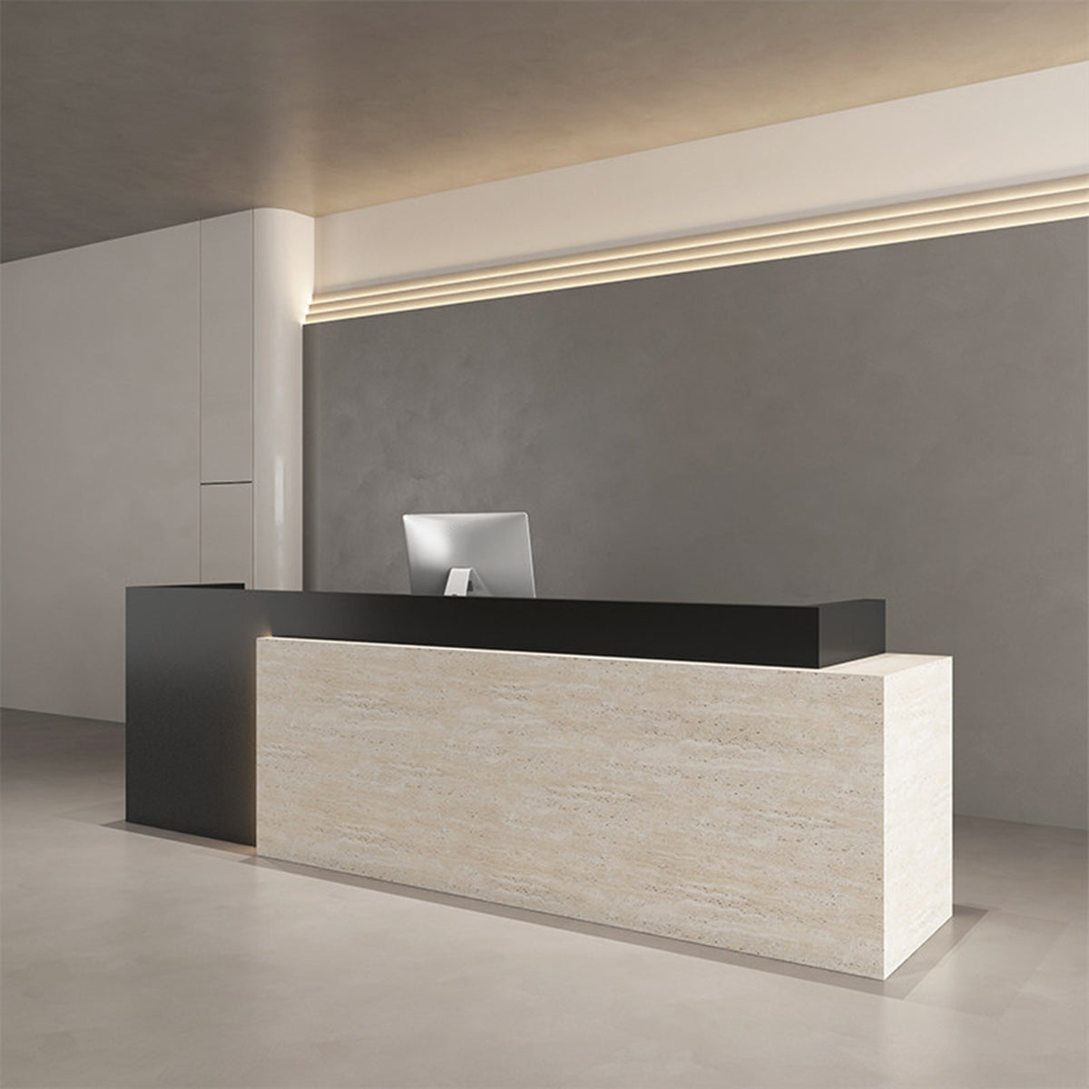 Two-Tone Reception Desk 47–126 in Wide with LED