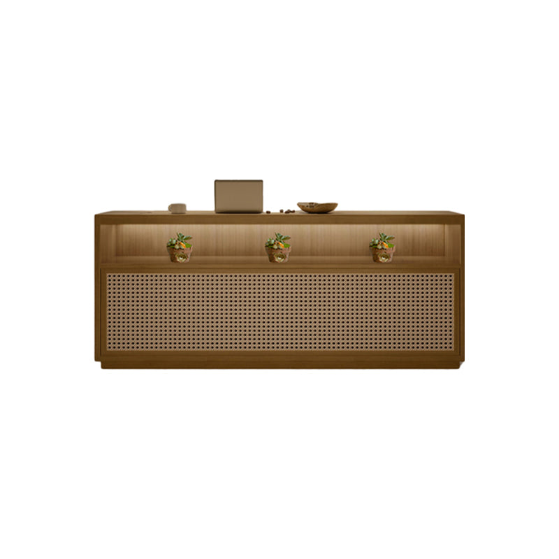 Rattan-Front Reception Desk 39–102 in Wide