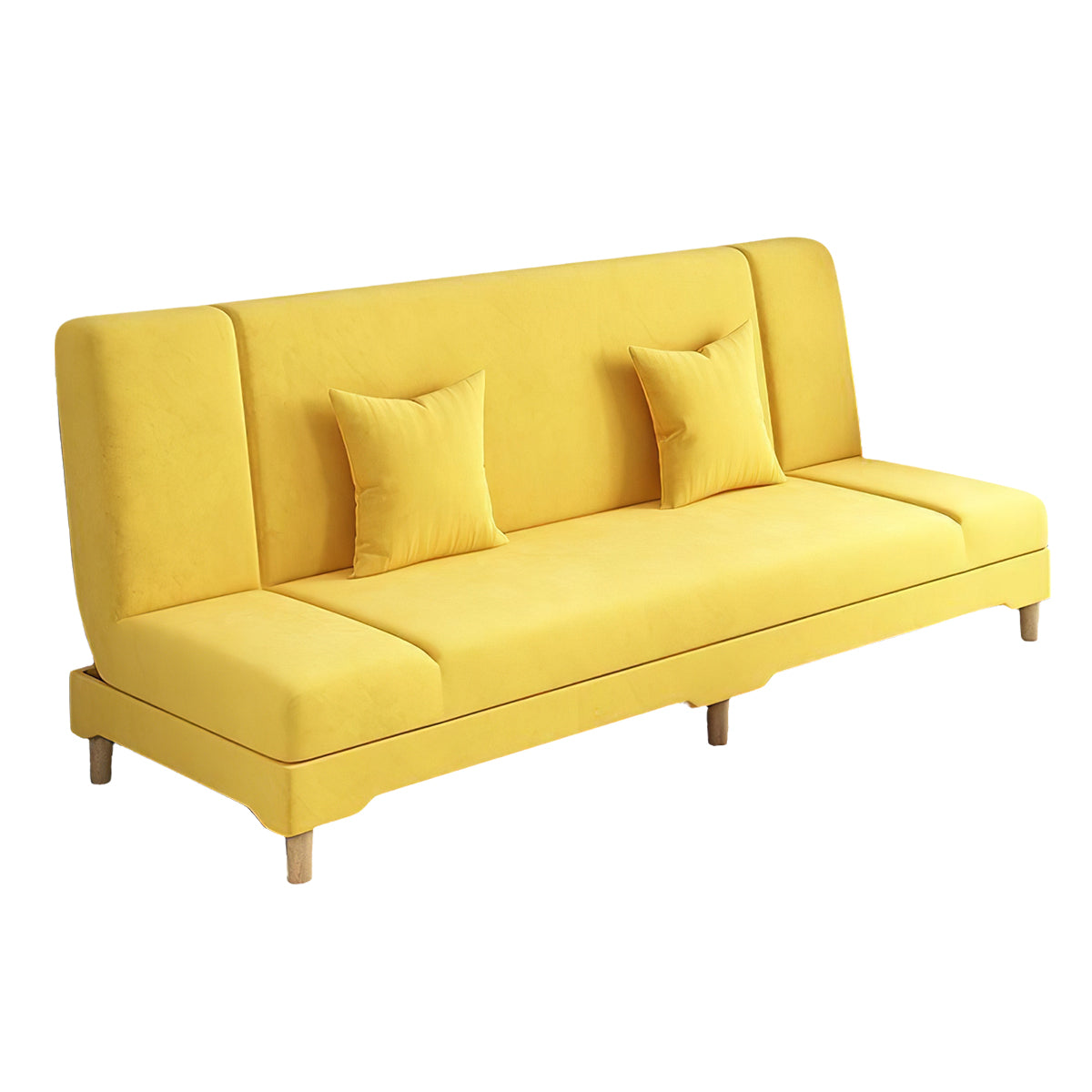 Sleeper sofa in yellow color option with solid hardwood frame and folding design