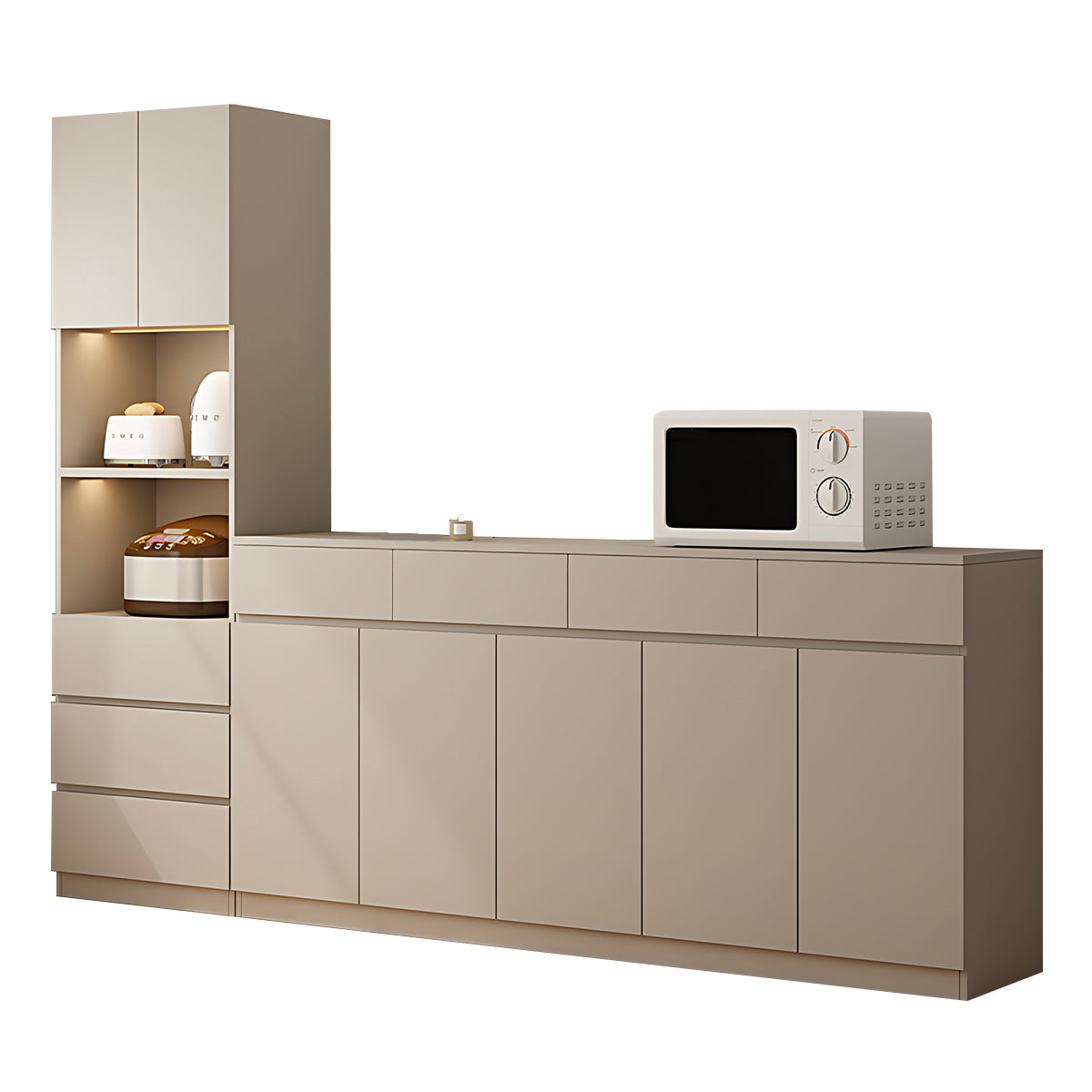 Sideboard Cabinet 39–79 in Tall, Solid Wood & LED Lighting for Home Office