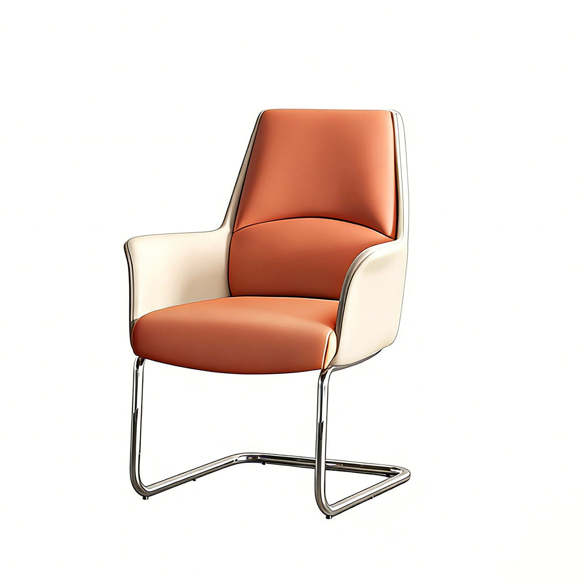Office Chair, White & Orange, White & Orange finish, L20" x W24" x H41", for meeting room or boardroom, modern boardroom furniture