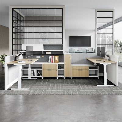 Sit-Stand Workstation for 2 People 148 in Wide