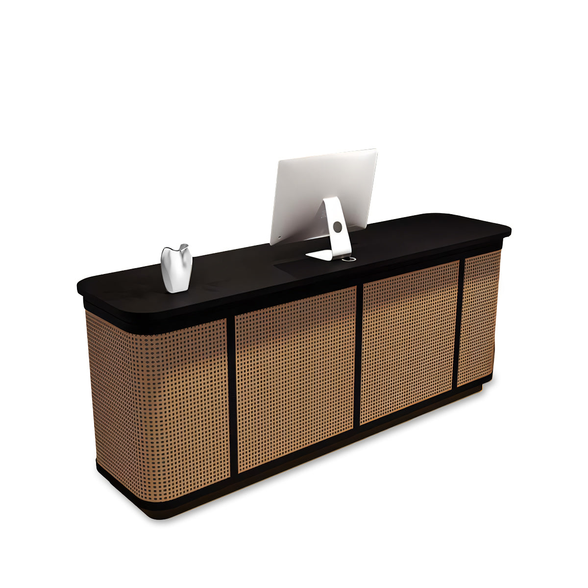 Rattan Reception Desk 47–118 in Wide, Open Shelf