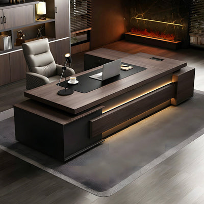 L-Shaped Executive Desk 71–134 in Wide with LED